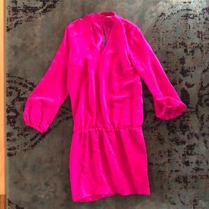 Revolve hot pink fuchsia 100% silk dress